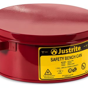 Justrite 10375 1 Gallon, 4 1/2" H, 9 3/8" O.D, 7 1/2" Diameter, Steel Red Safety Bench Can-0