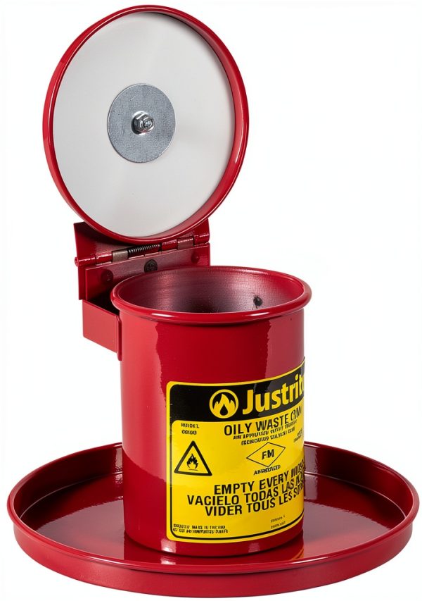 Justrite Oily Rag Safety Can 0.45 Gallon Steel Red Model 09400-1