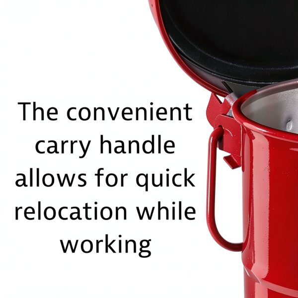 Justrite 6 Gallon Galvanized Steel Oily Waste Can, Red 09108-5