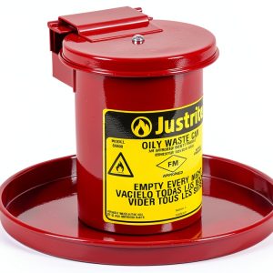 Justrite Oily Rag Safety Can 0.45 Gallon Steel Red Model 09400-0