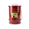 Justrite 6 Gallon Galvanized Steel Oily Waste Can, Red 09108-2
