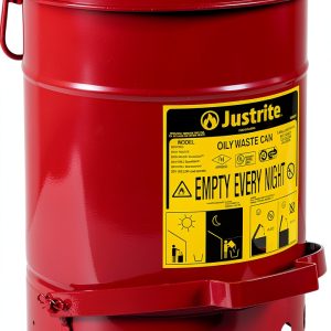 Justrite 6 Gallon Galvanized Steel Oily Waste Can, Red 09108-0