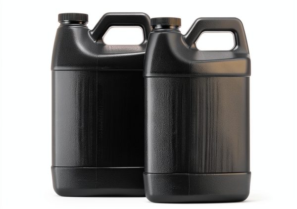 Black 1 Gallon Empty Plastic (HDPE) F-Style Jug | 38/400 Neck with Ribbed Cap (128oz) (2 pack)-0