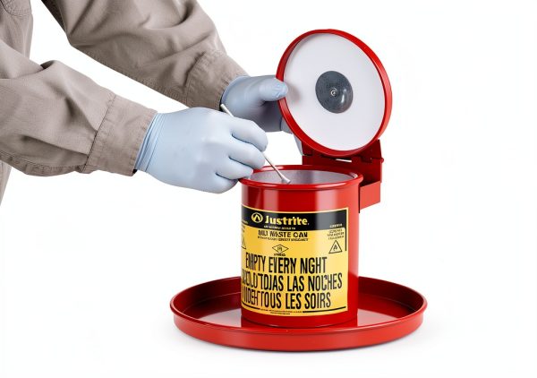 Justrite Oily Rag Safety Can 0.45 Gallon Steel Red Model 09400-2
