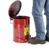 Justrite 6 Gallon Galvanized Steel Oily Waste Can, Red 09108-1