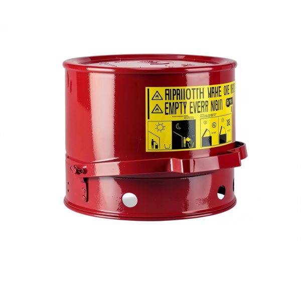 Justrite 6 Gallon Galvanized Steel Oily Waste Can, Red 09108-6
