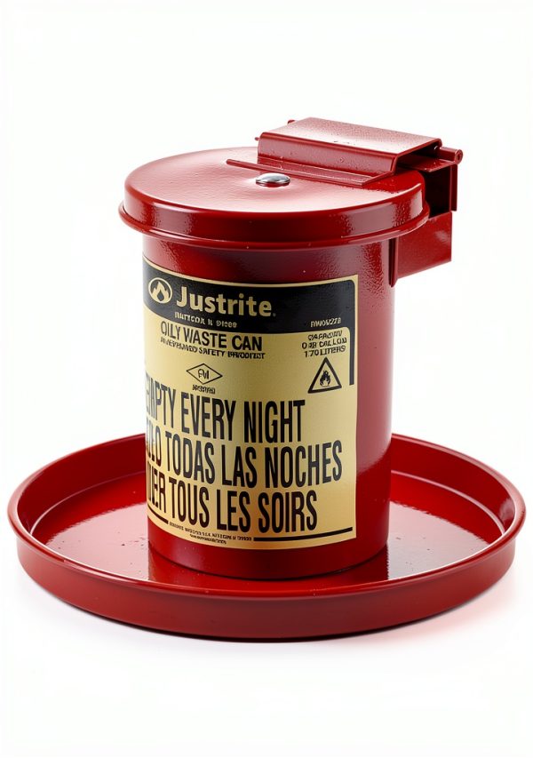 Justrite Oily Rag Safety Can 0.45 Gallon Steel Red Model 09400-3